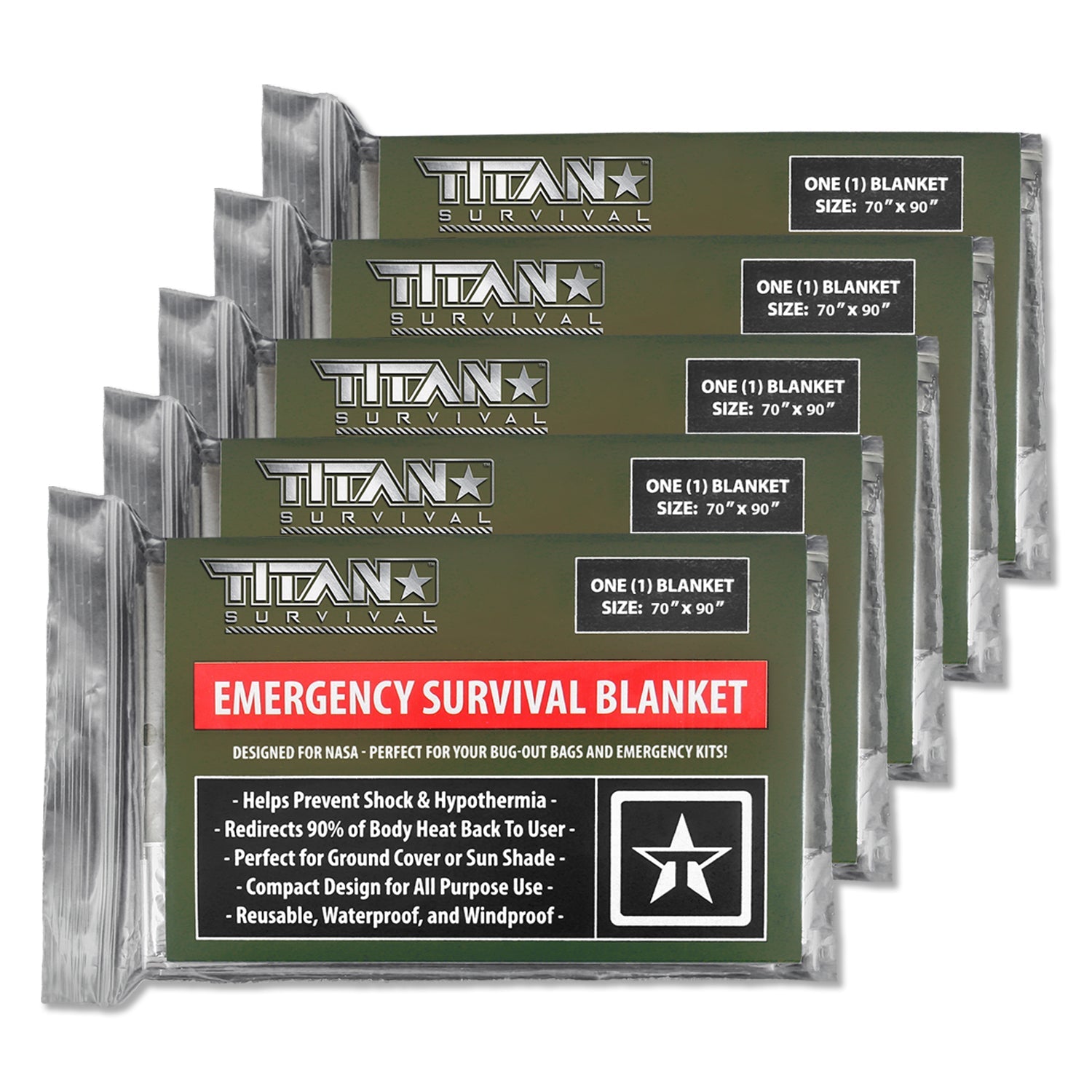 XL Emergency Survival Blankets, 5-Pack
